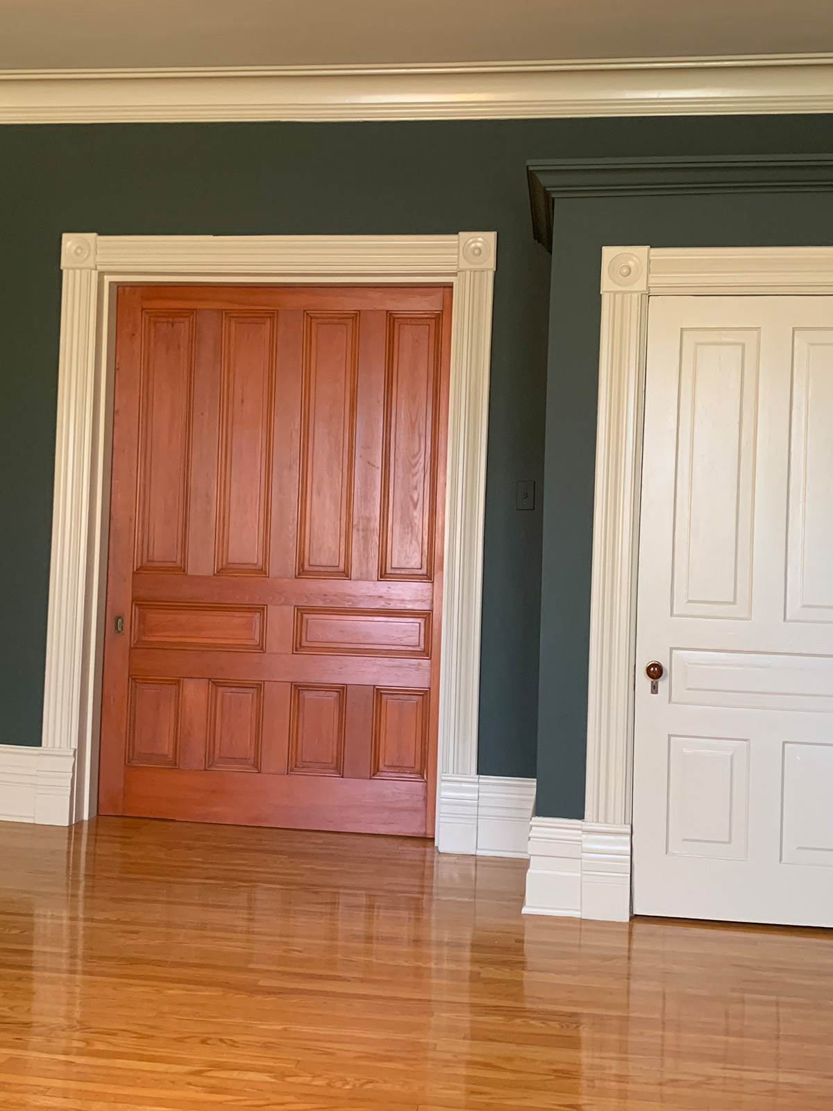 Restored Sliding Door Inside Victorian Home