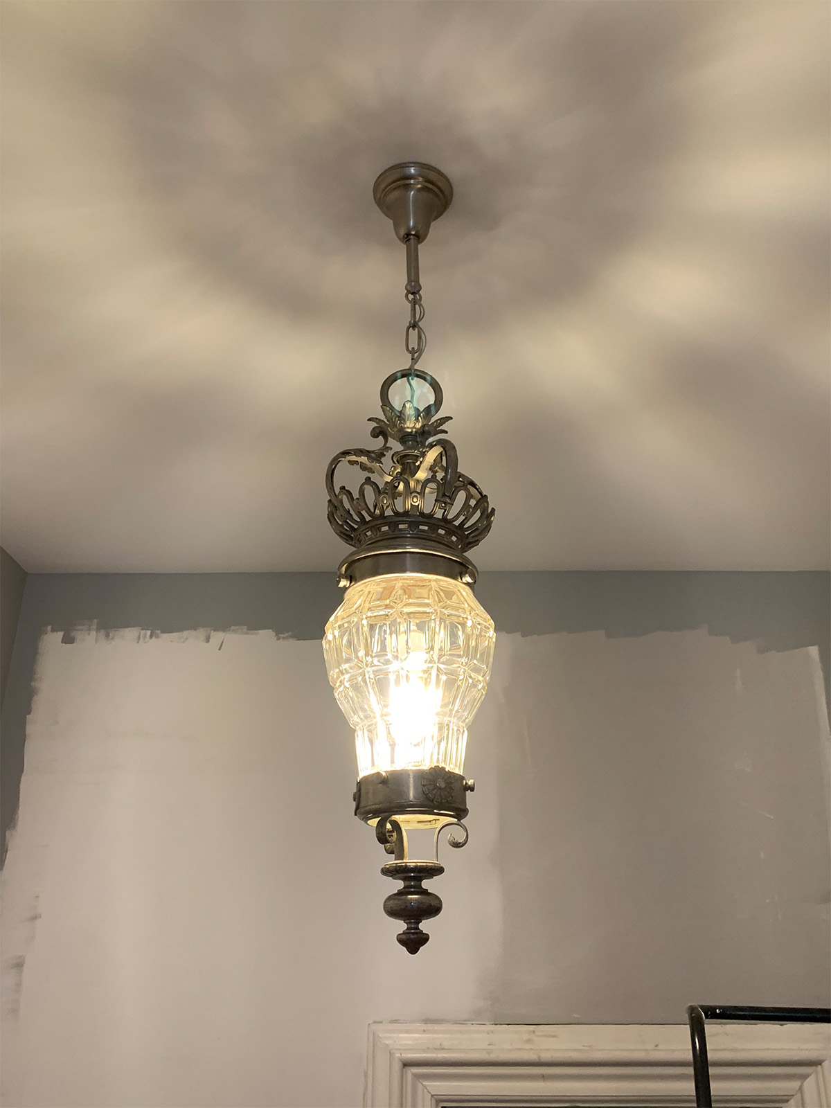 Restored Ceiling Lamp Inside Victorian Home